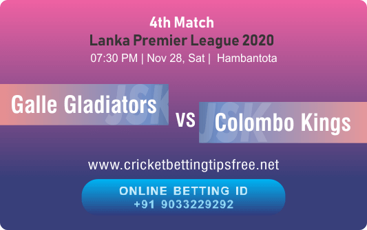 Cricket Betting Tips And Match Prediction For Galle Gladiators vs Colombo Kings 4th Match Tips With Online Betting Tips Cbtf Cricket-Free Cricket Tips-Match Tips-Jsk Tips 