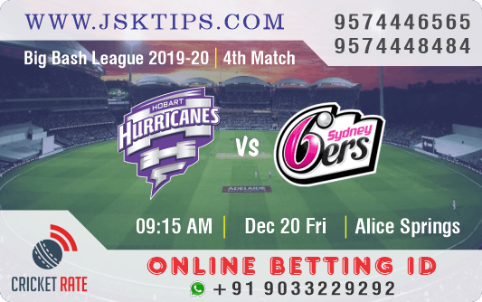 Hobart Hurricanes vs Sydney Sixers, 4th Match Prediction & Betting Tips
