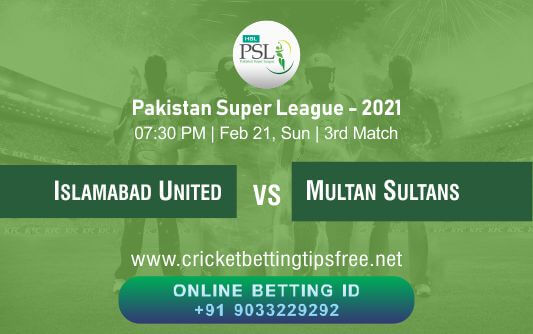 Cricket Betting Tips And Match Prediction For Islamabad United vs Multan Sultans 3rd Match With Online Betting Tips Cbtf Cricket-Free Cricket Tips-Match Tips-Jsk Tips 