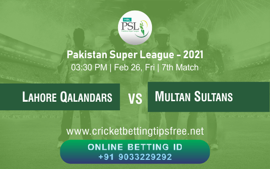Cricket Betting Tips And Match Prediction For Lahore Qalandars vs Multan Sultans 7th Match With Online Betting Tips Cbtf Cricket-Free Cricket Tips-Match Tips-Jsk Tips 