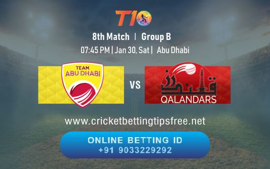 Cricket Betting Tips - Team Abu Dhabi vs Qalandars 8th Match Prediction